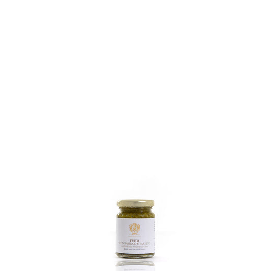 Pesto di basilico e tartufo con olio extravergine di oliva 90gr. - L'Acropoli di Puglia