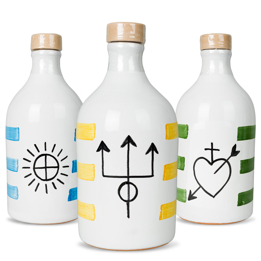 Set da 3 bottiglie Ceramica 250 ml di Olio Extra Vergine di Oliva - L'Acropoli di Puglia
