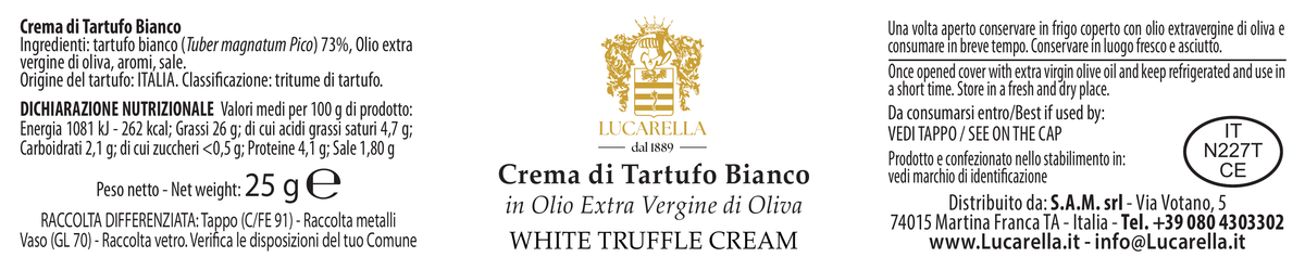 Original label: Lucarella white truffle cream, 25 g