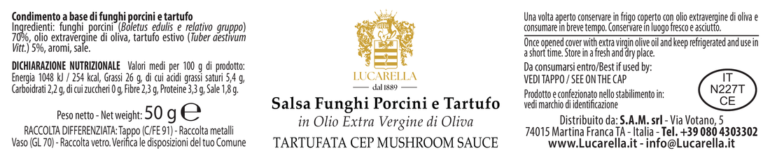 Salsa funghi porcini e tartufo 50 gr. - L'Acropoli di Puglia