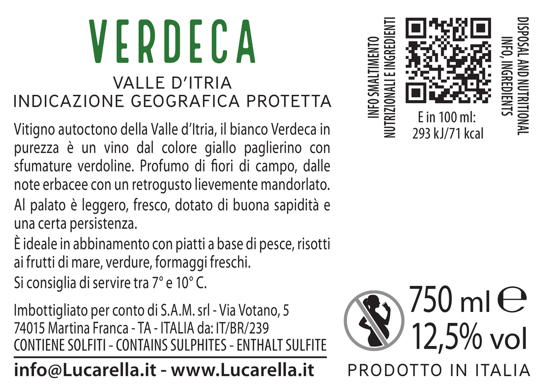 Vino bianco Verdeca Lucarella