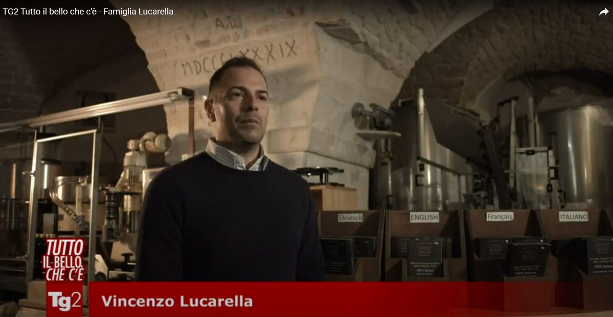 Immagine del servizio TG2 dedicato al frantoio Lucarella
