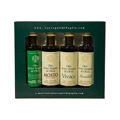 Set da 4 bottiglie 100 ml di Olio Extravergine di Oliva - L'Acropoli di Puglia