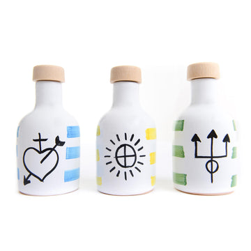 Set da 3 bottiglie Ceramica 100 ml di Olio Extra Vergine di Oliva - L'Acropoli di Puglia
