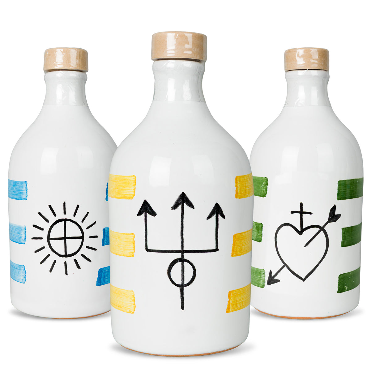 Set da 3 bottiglie Ceramica 250 ml di Olio Extra Vergine di Oliva