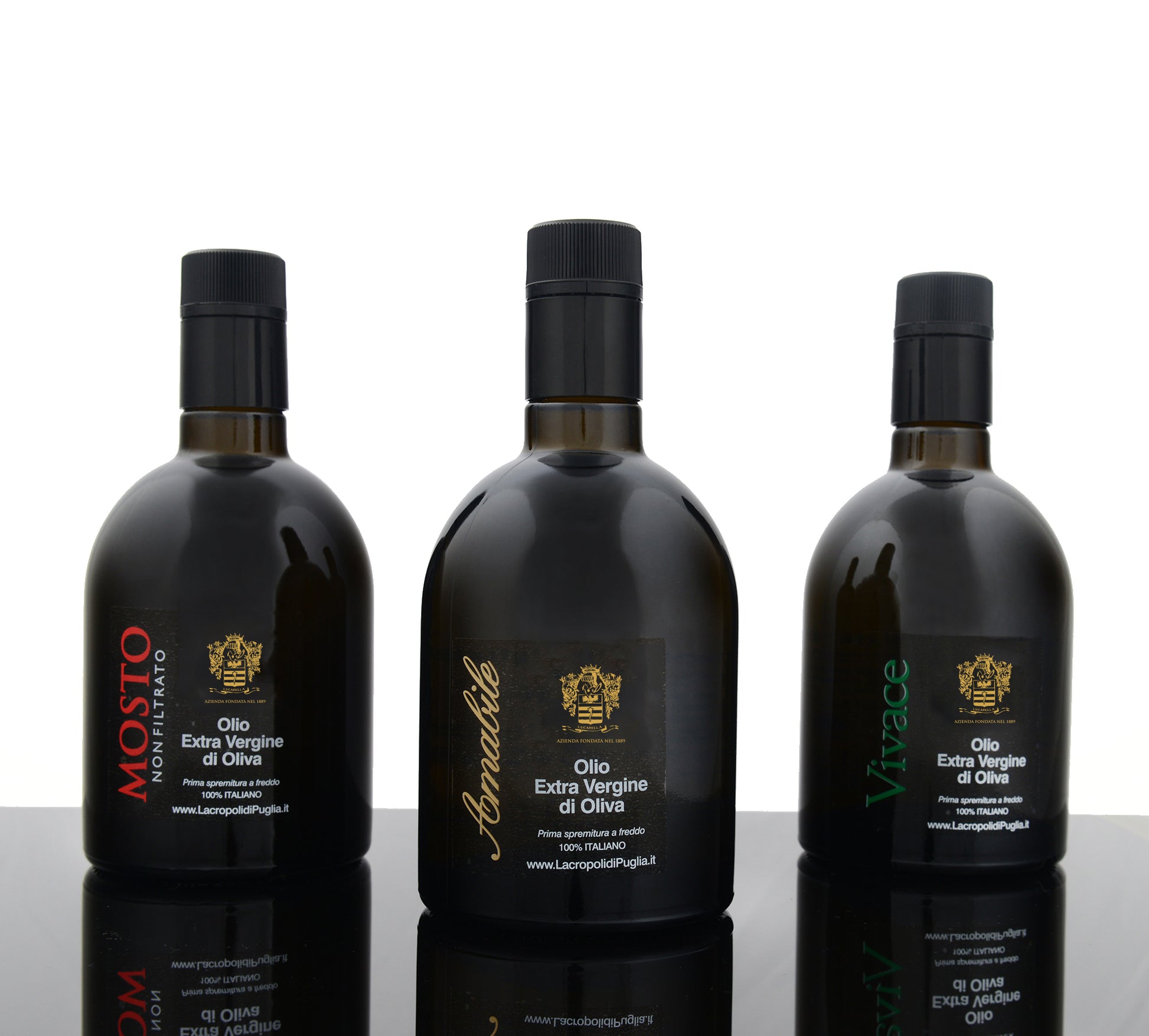 Set da 3 bottiglie Antirabbocco 250 ml di Olio Extra Vergine di Oliva - L'Acropoli di Puglia