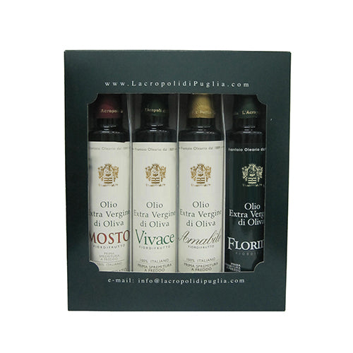 Set da 4 bottiglie 250 ml di Olio Extravergine di Oliva - L'Acropoli di Puglia